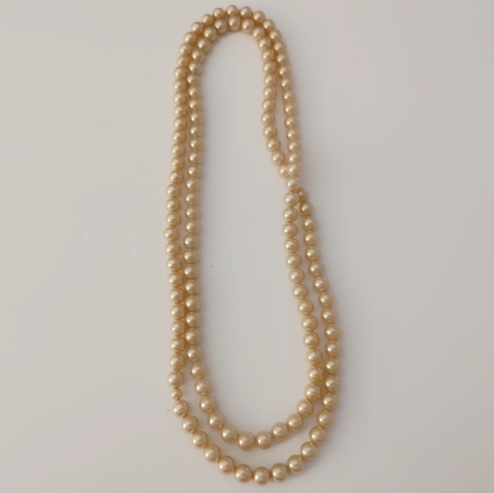 PEARL Necklace Vintage Opera Length Long Endless Cream Strand 40" Retro Rope - Picture 2 of 11